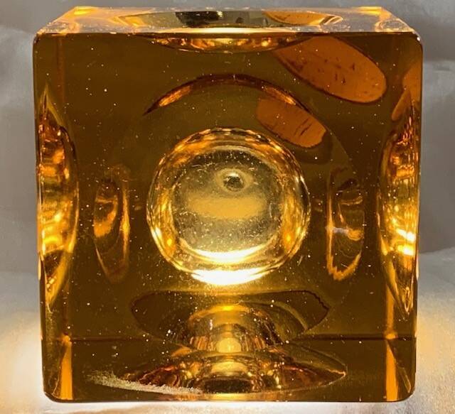 Cubic amber crystal table lighter