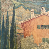 Tableau peinture ancienne Vieux Mâs à l’Aire Saint-Michel E.Duru 1951
