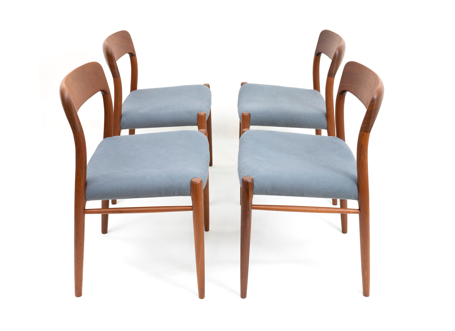Danish teak chairs model 75 by Niels Otto Møller, Set of 4