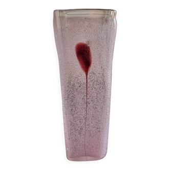 Pink bubbled glass vase Kosta Boda