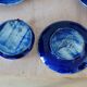 Service of 4 blue ceramic cups and saucers from the 1950s