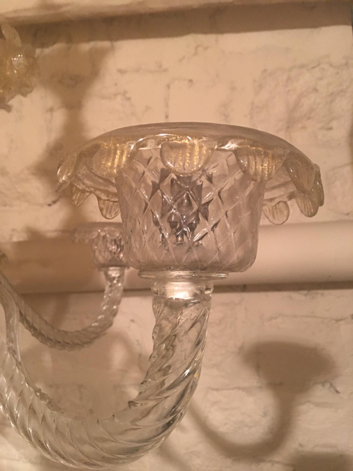 Murano luster, white glittery gold reflections