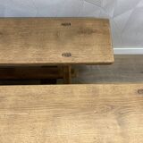Pair of solid stripped oak farmhouse benches
