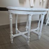 Small piano bench canné shabby chic style