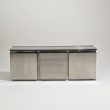 Brushed steel sideboard, lodovico acerbis, 1970s