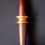 Art deco lamp foot wood copper stylized flowers 1925 design 52cm