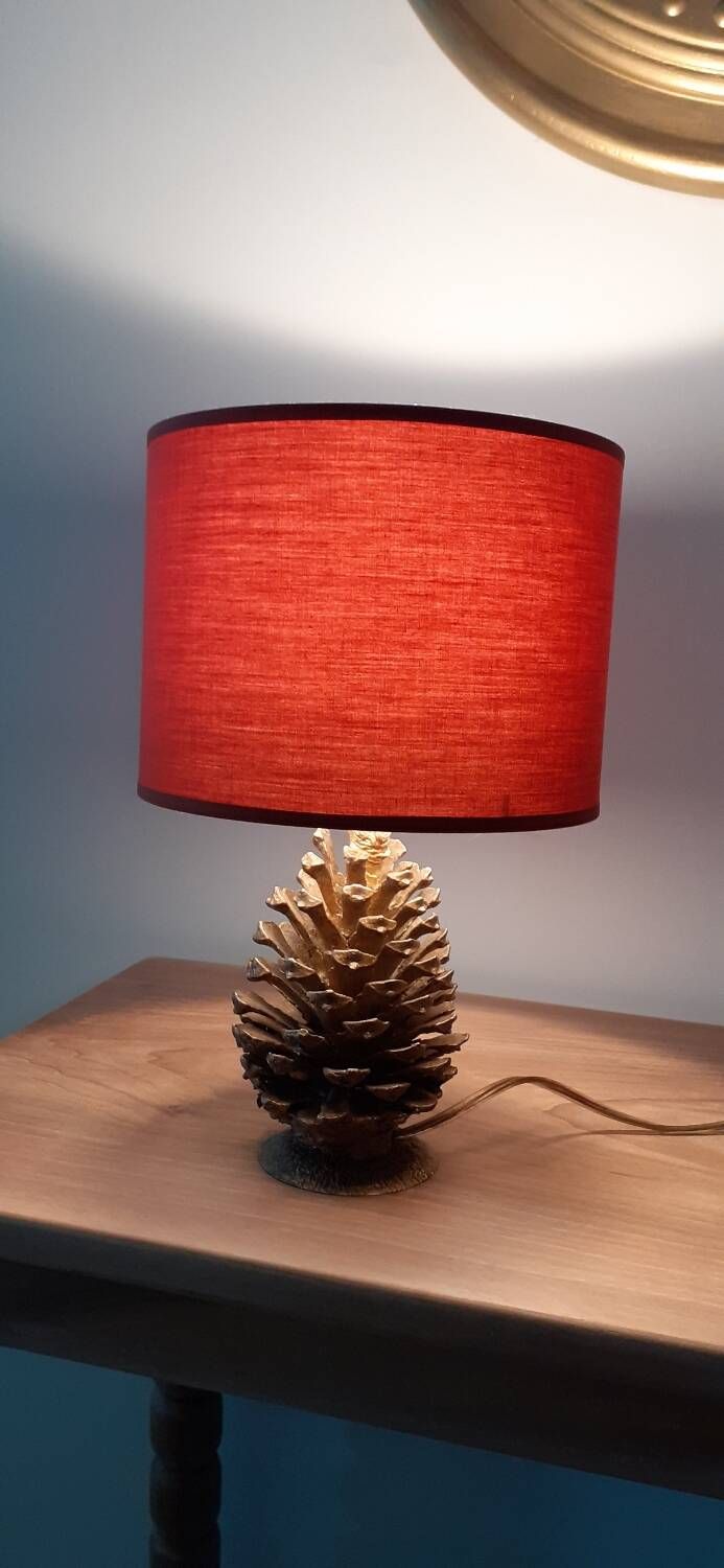 Old bronze pine cone lamp