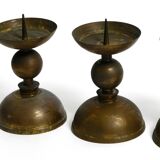 4 rare large heavy Mid Century brass candlesticks from a Bavarian church