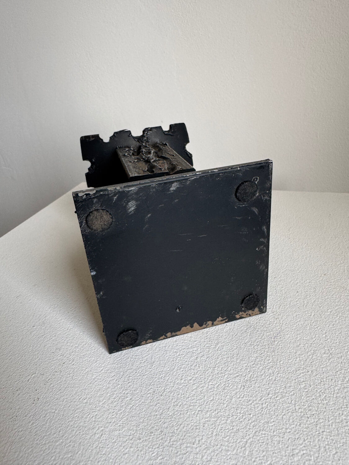 Vintage Brutalist Heavy Sculpture Wrought Iron Candle Holder