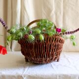 Large old basket in real chestnut