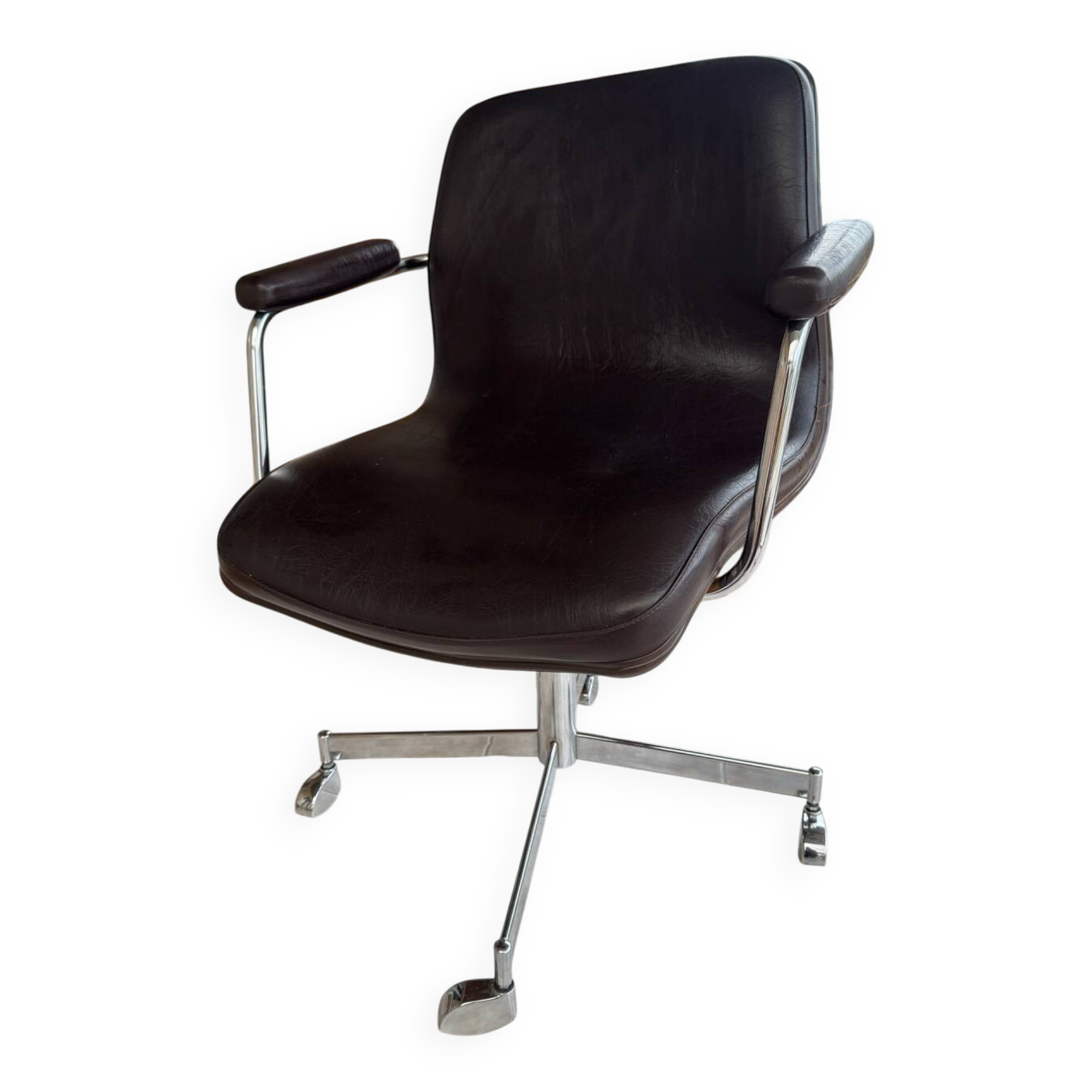 Architect's chair in leather – limited edition 13/98 – 1970s