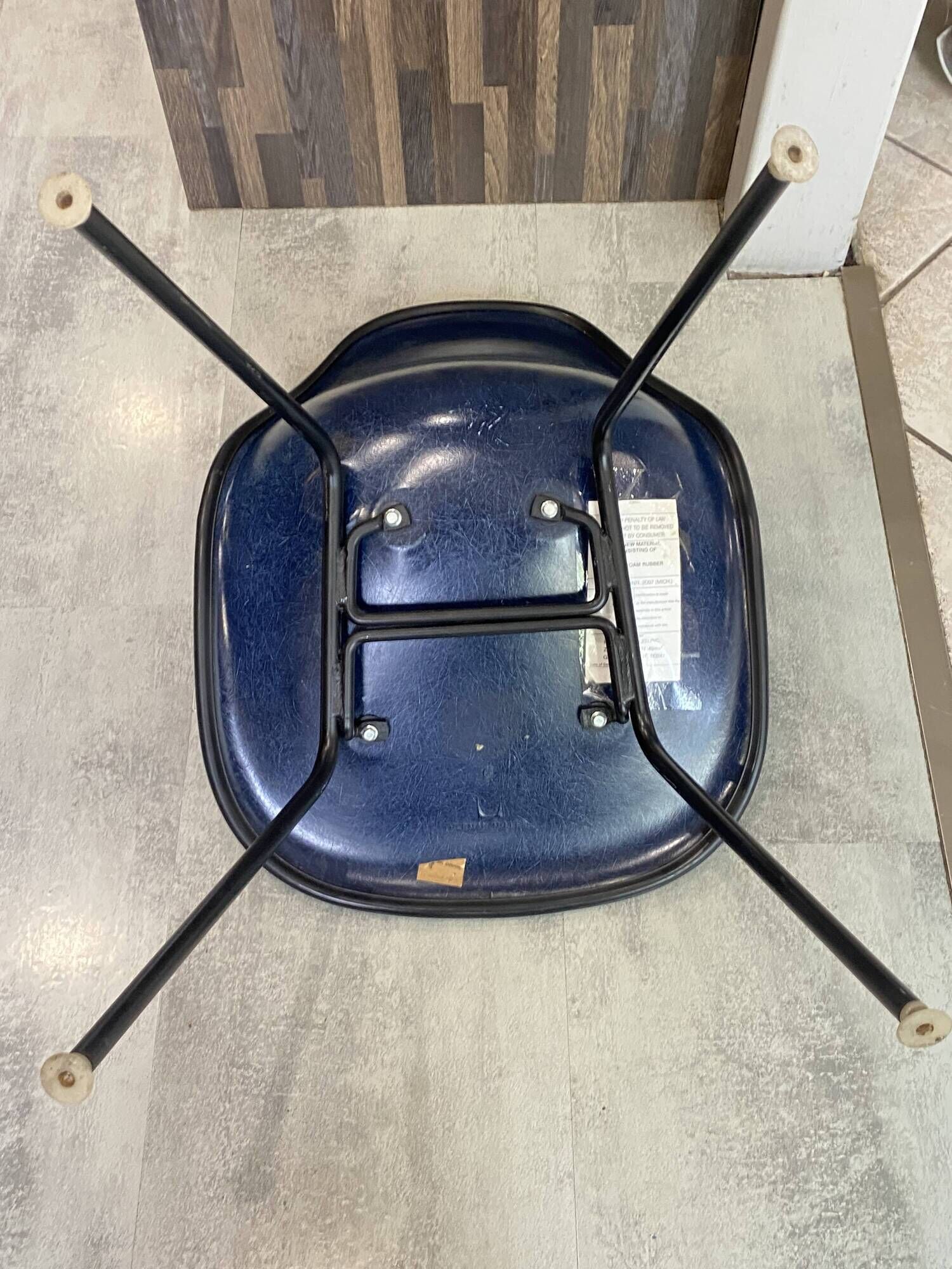 Eames Herman Miller vintage 70 blue vinyl fiberglass DSX chair
