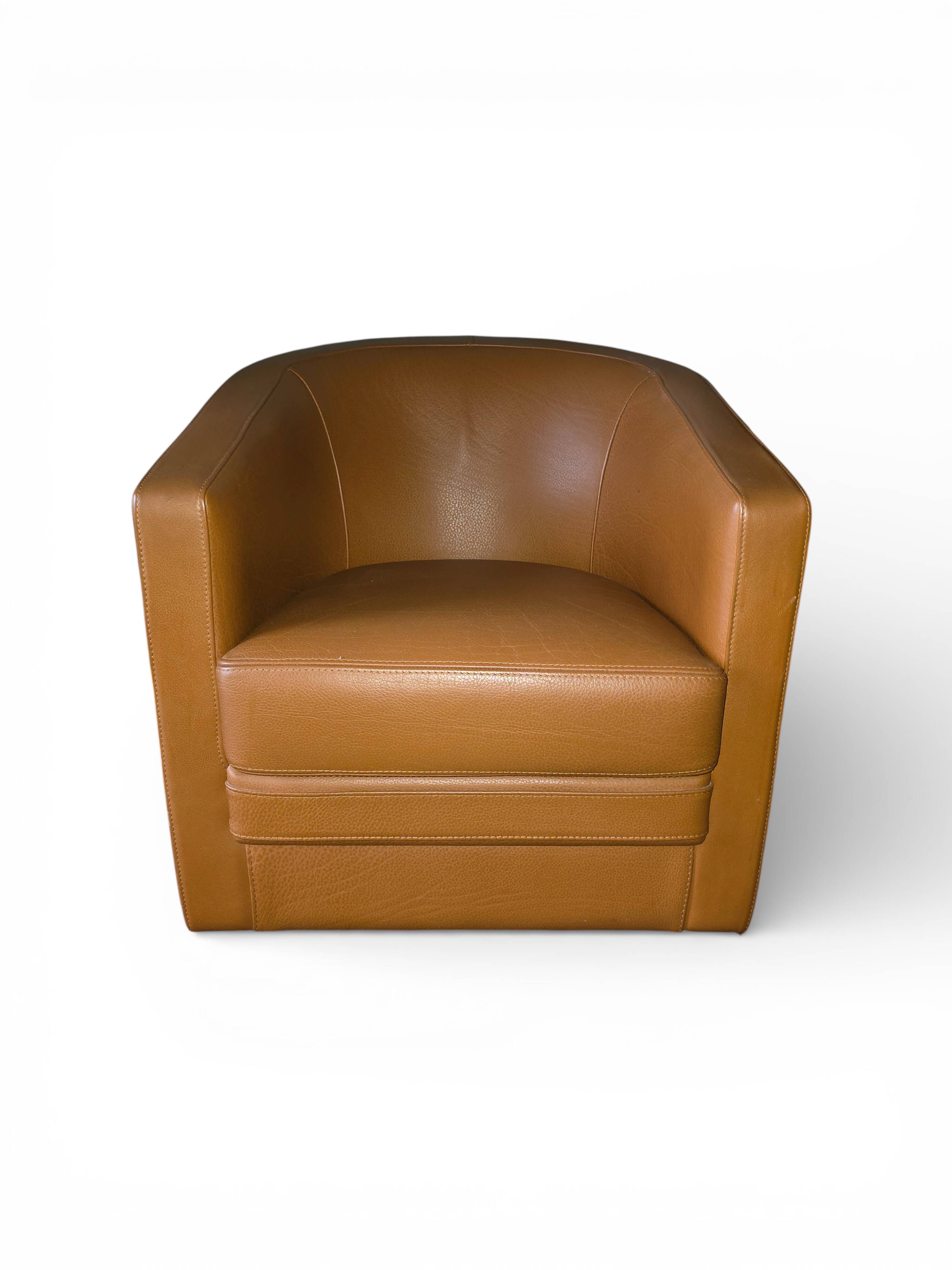 Club armchair BOURNAS Paris in camel leather