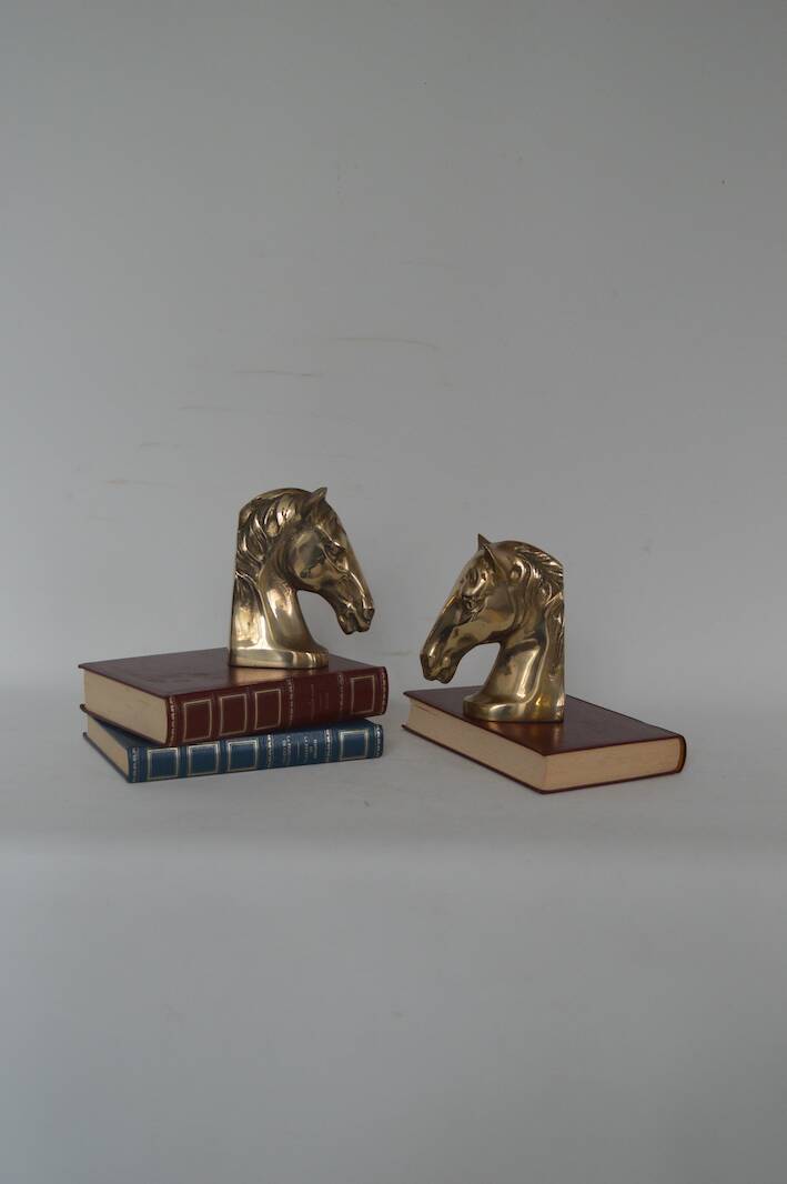 Brass horse bookends