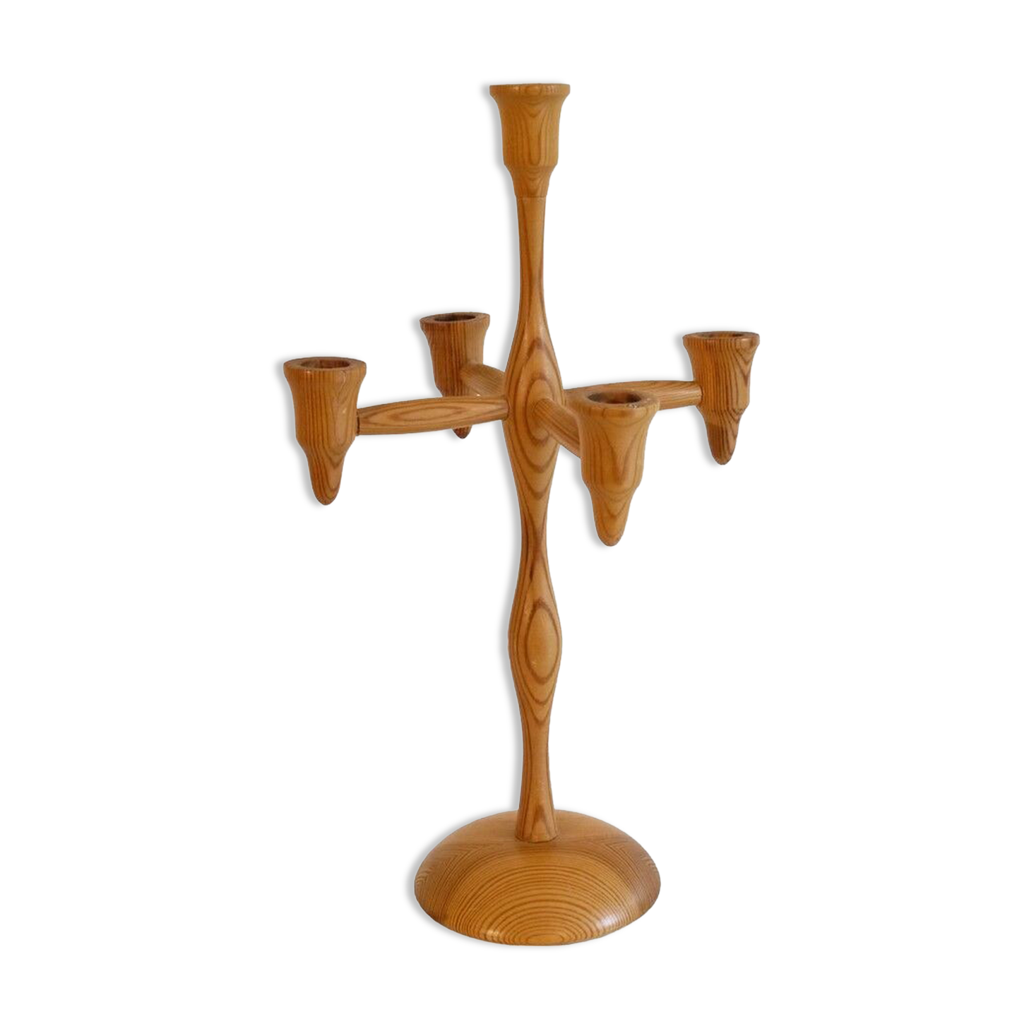 Chandelier vintage scandinave en bois 1970