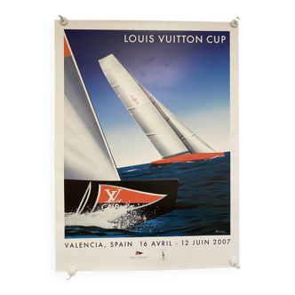Affiche Louis Vuitton cup Valencia par Razzia - Grand Format - Signé par l'artiste - On linen