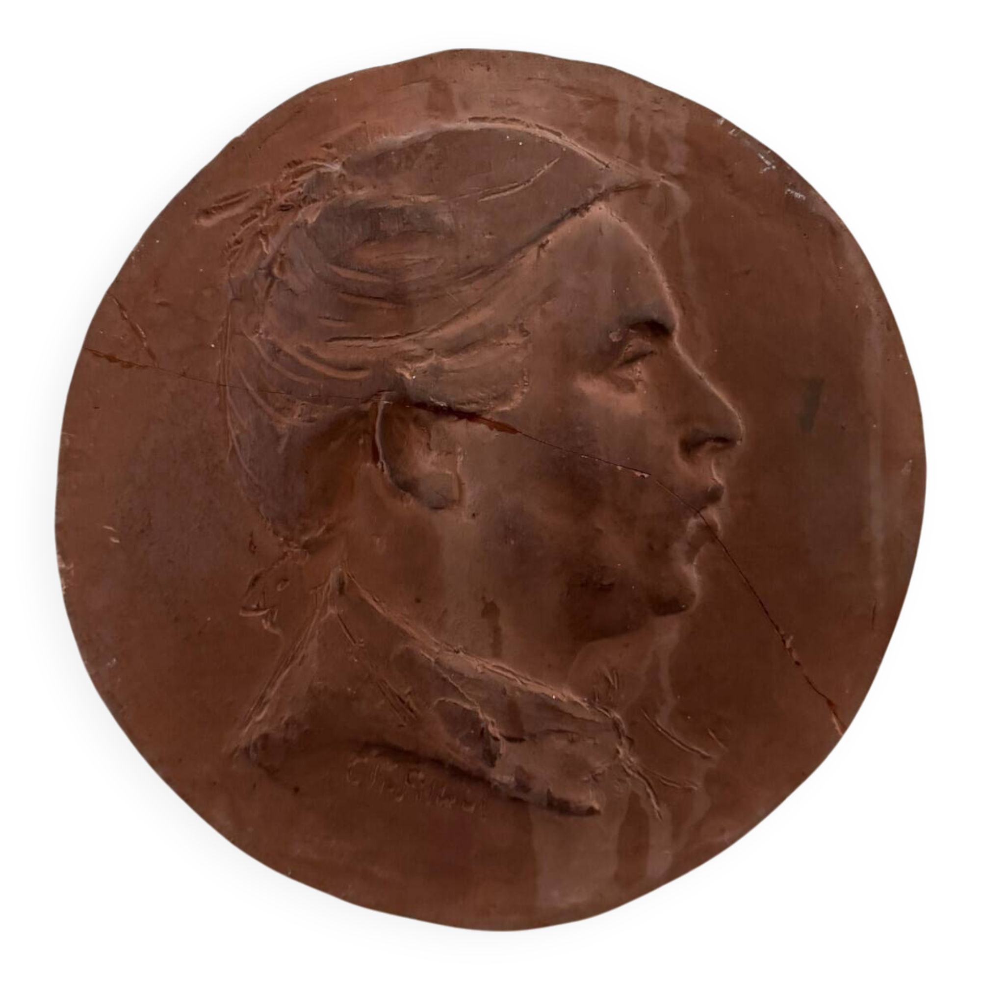 Médaillon en terre cuite par Charles Filleul travail d'atelier, XXe s.