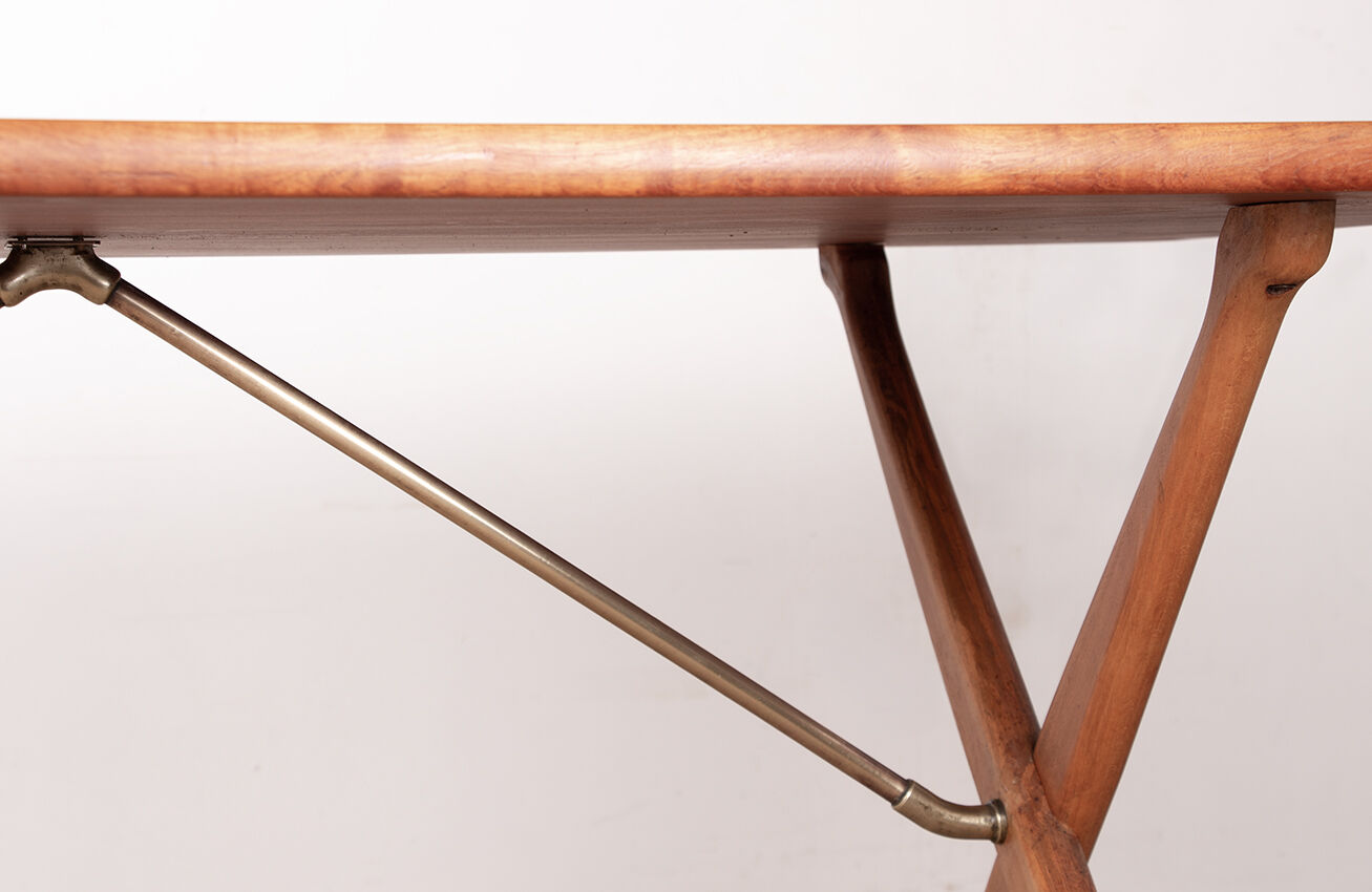 Danish dining table in teak, beech, and brass, model AT 303 Hans Wegner.