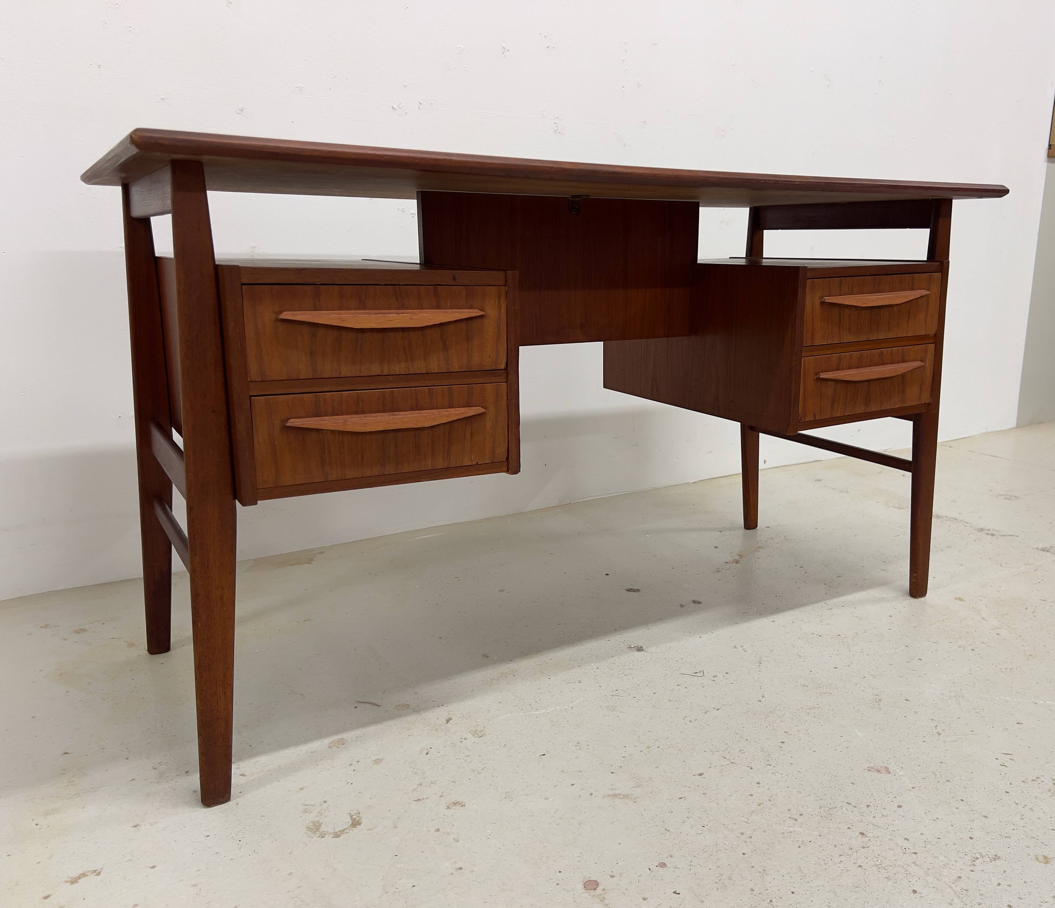 Gunnar Nielsen Teak Desk for Tibergaard, 1960s.