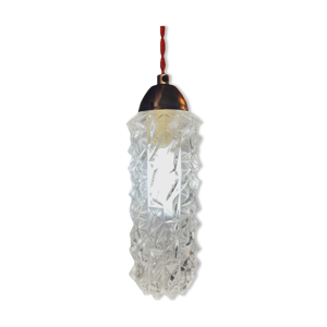 Lampe baladeuse vintage tulipe en verre moulé transparent - 70'
