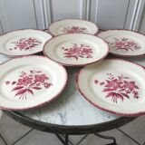Set of 6 flat plates longchamp pinks years 30-40