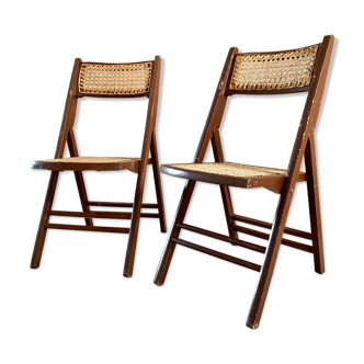 Pair of folding wooden chairs and canning