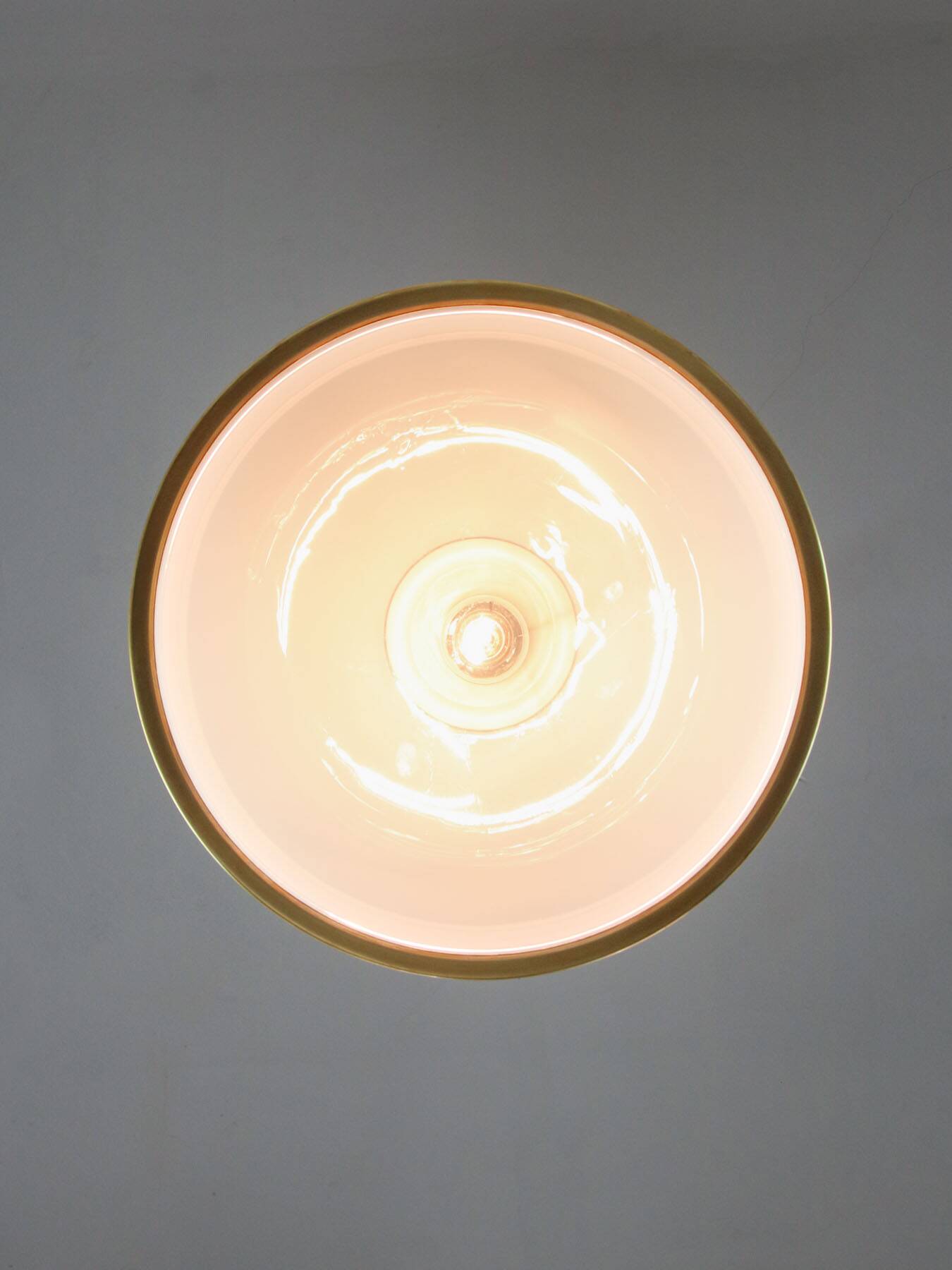 Mid-century Italian Brass and Opaline Pendant Lamp