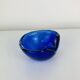 Cendrier en verre soufflé Murano, bleu, vintage