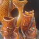 Carafe and glasses "Fish" Amber Ceramic Vintage USSR era
