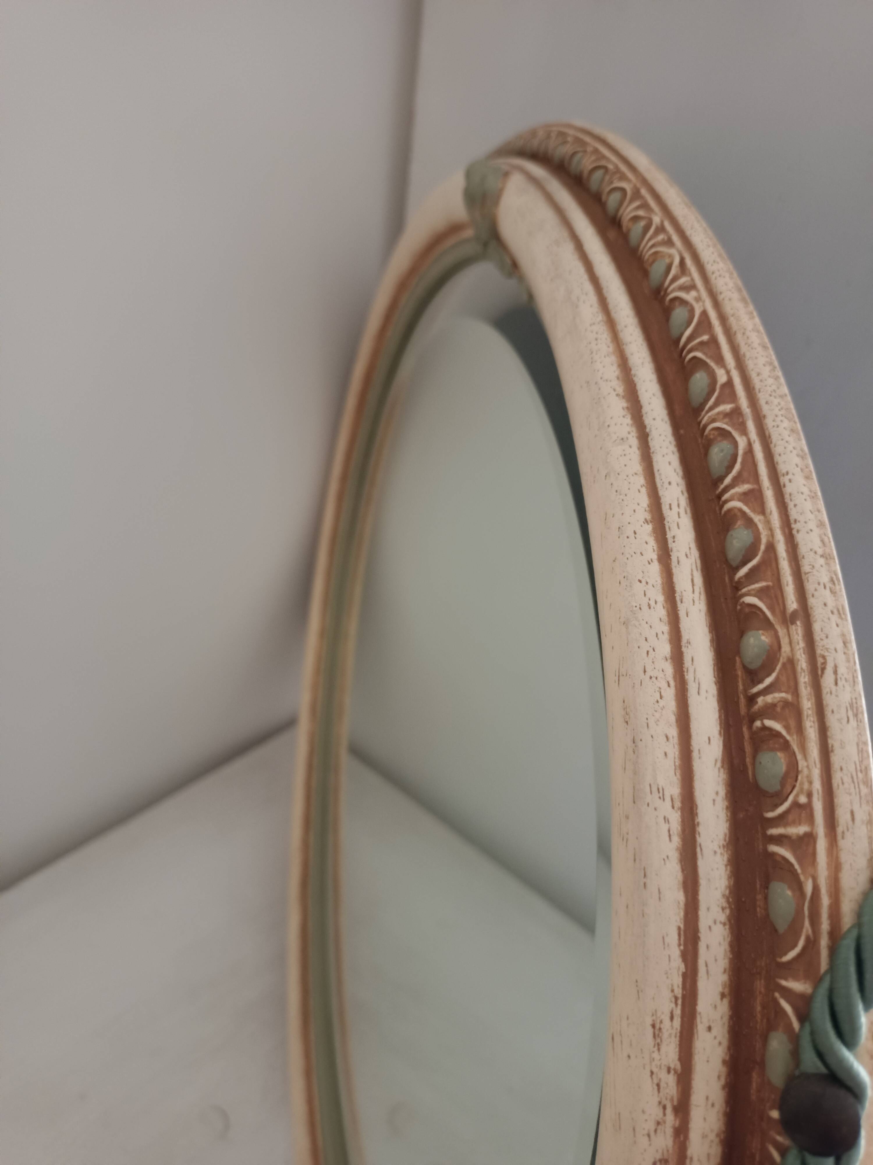Art Deco period 1920s beveled oval mirror painted wood 58x48 cm