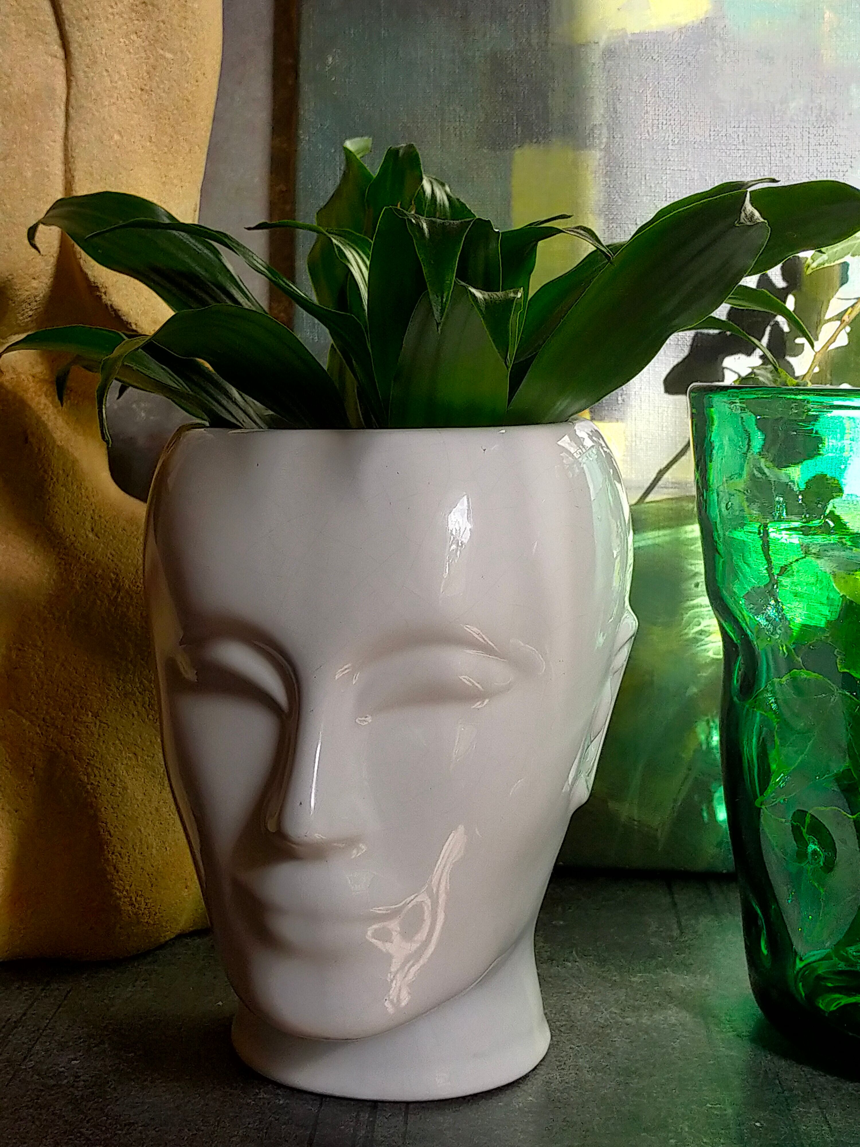 White ceramic pot cover vase 60s