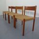 Teak & Papercord Dining Chairs by Poul M. Volther for Frem Røjle, Denmark, 1960s, Set of 4
