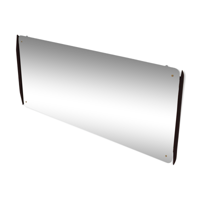 Miroir avec cadre en acajou, design italien, années 1970, production : Italie