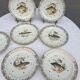 Set 12 plates porcelain gold fine fish fern limousine de Chastagner
