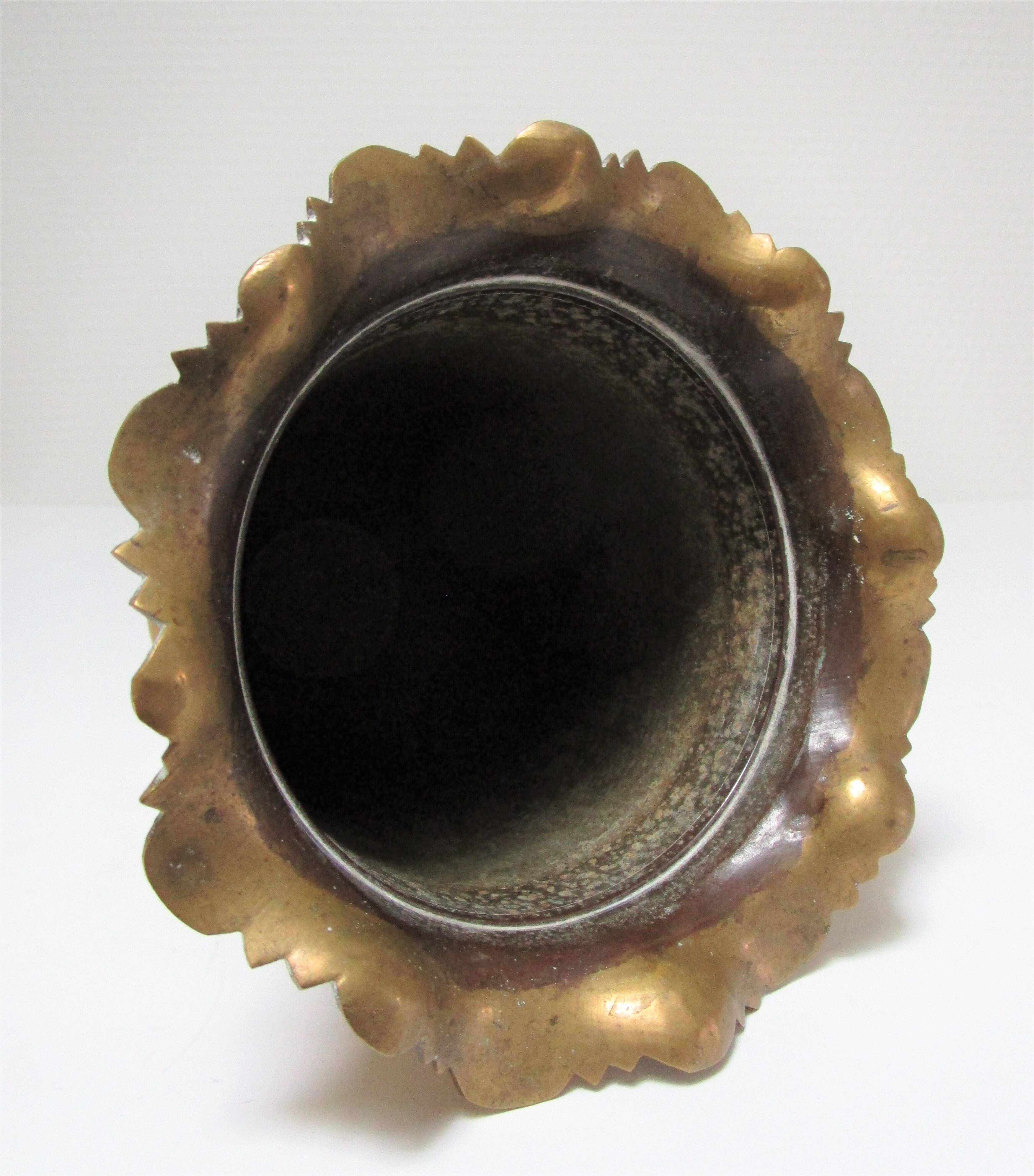 Vintage solid brass flower spike vase