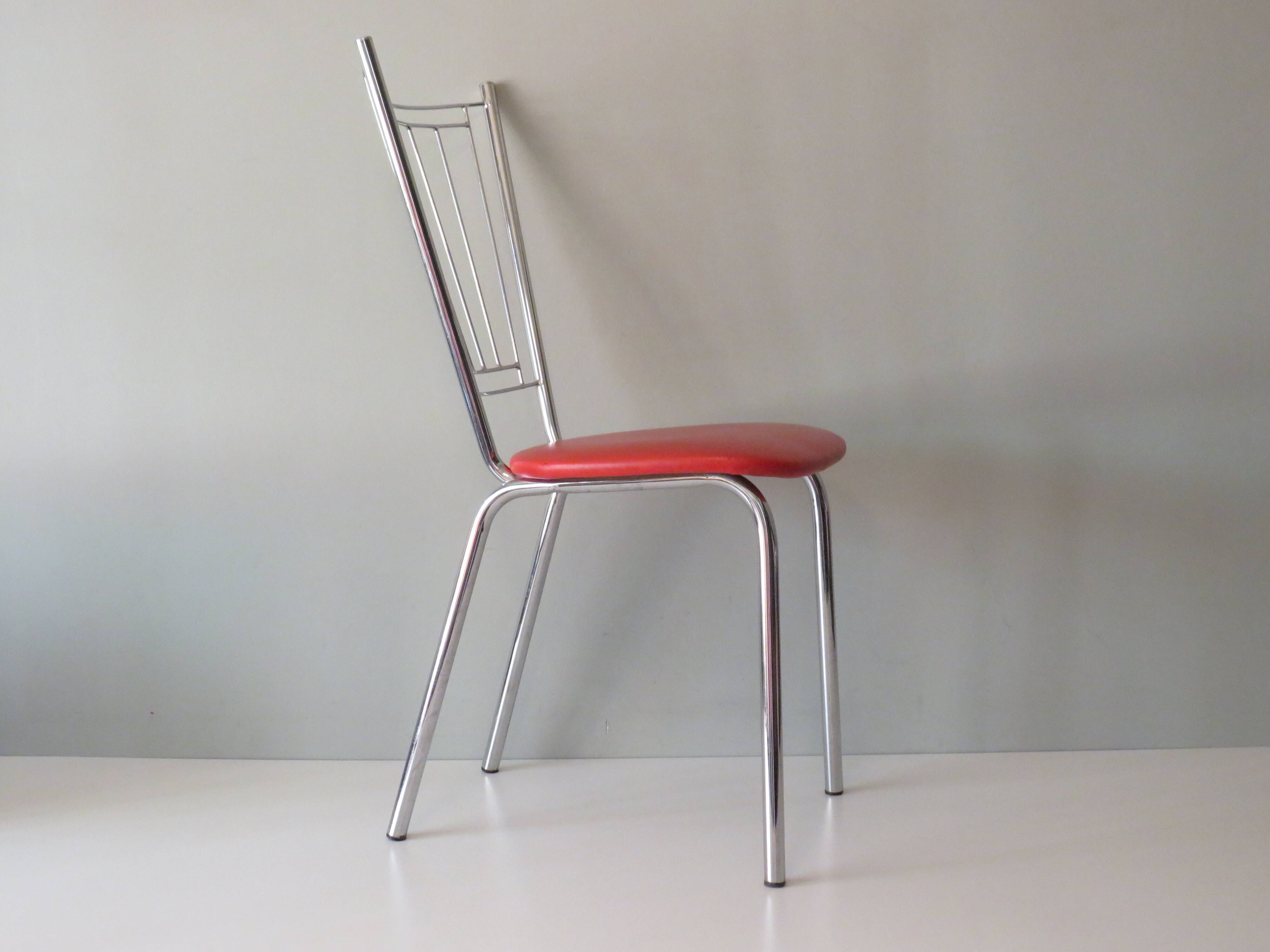 Ensemble de 4 chaises de salle à manger ou de cuisine happy orange, Allemagne 1960