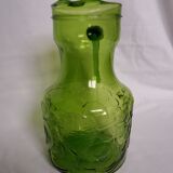 Pichet carafe à orangeade d'Italie en verre vert