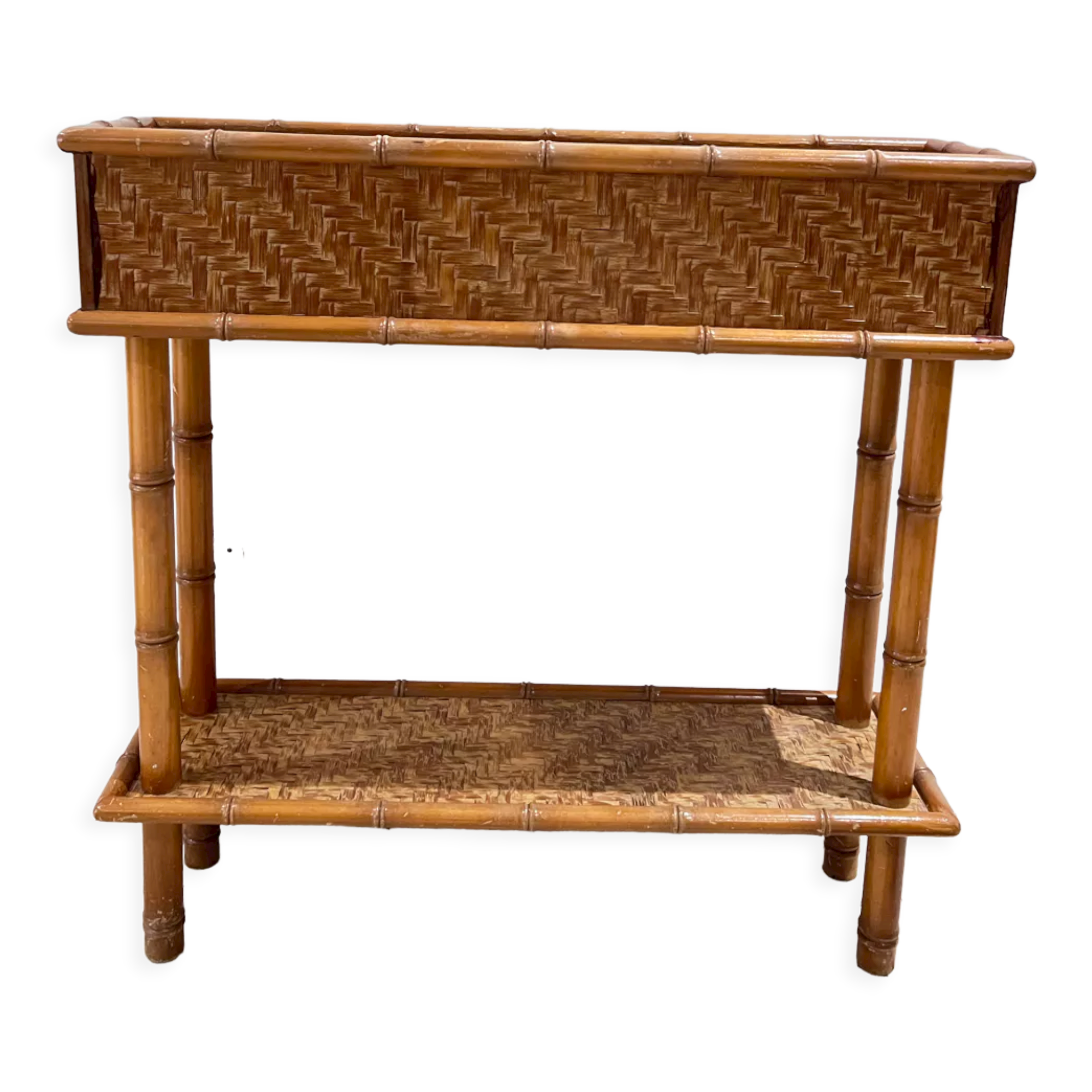 Vintage rattan planter