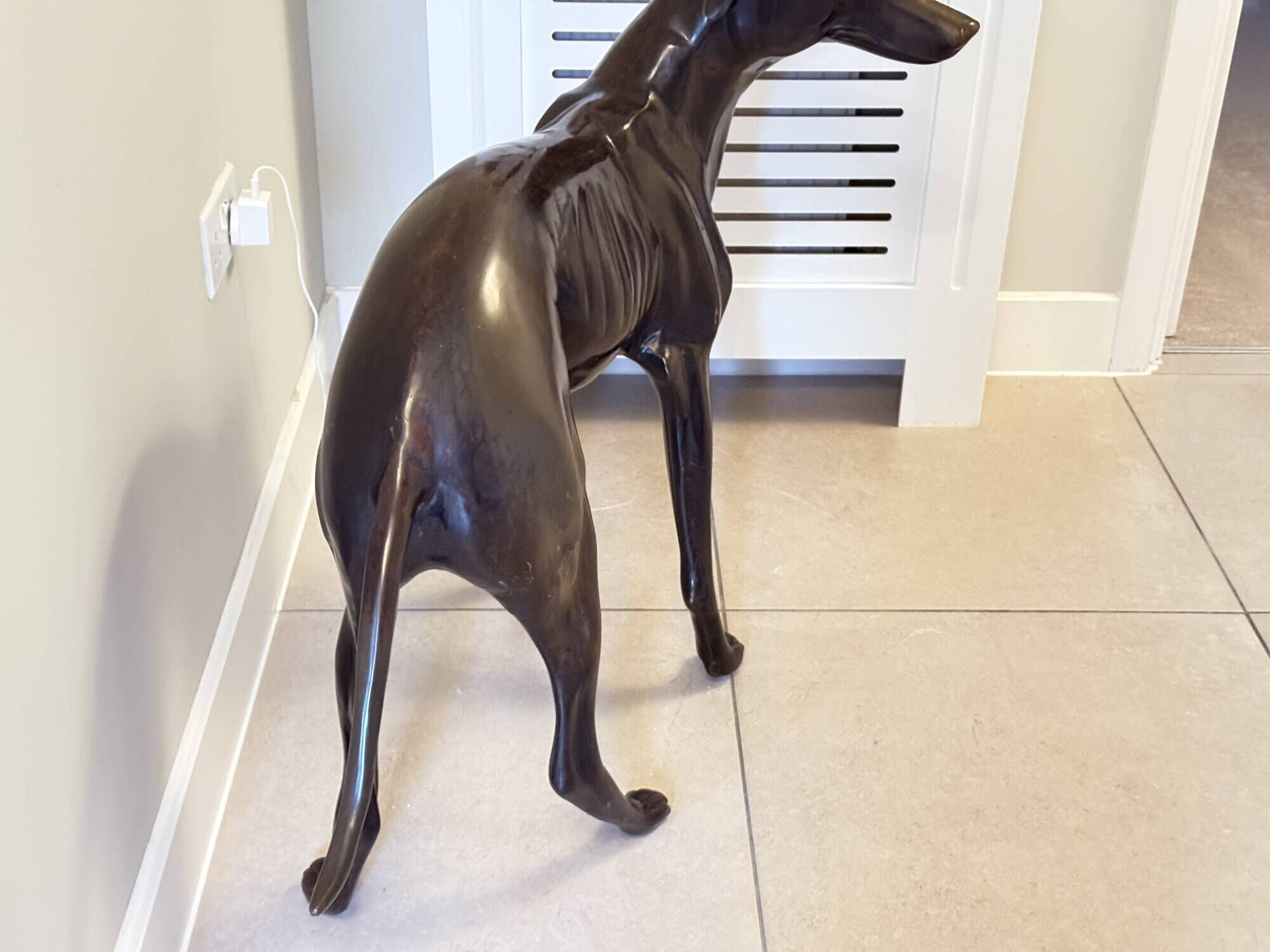 Monumental Bronze Statue of an Italian Greyhound / Whippet – Large Antique Sculpture Representing a Dog