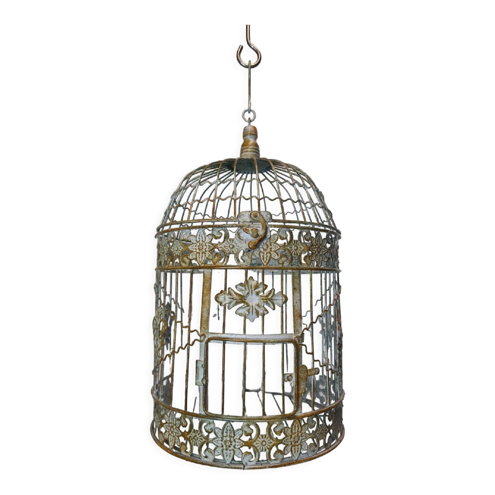 Weathered iron birdcage
