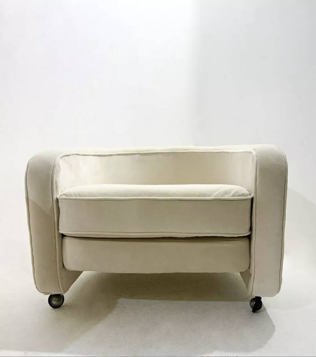 Mid-Century Modern Italian Armchairs on casters, 1970s (3 available)