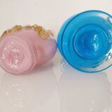 Set of two vases of Murano flowers in relief