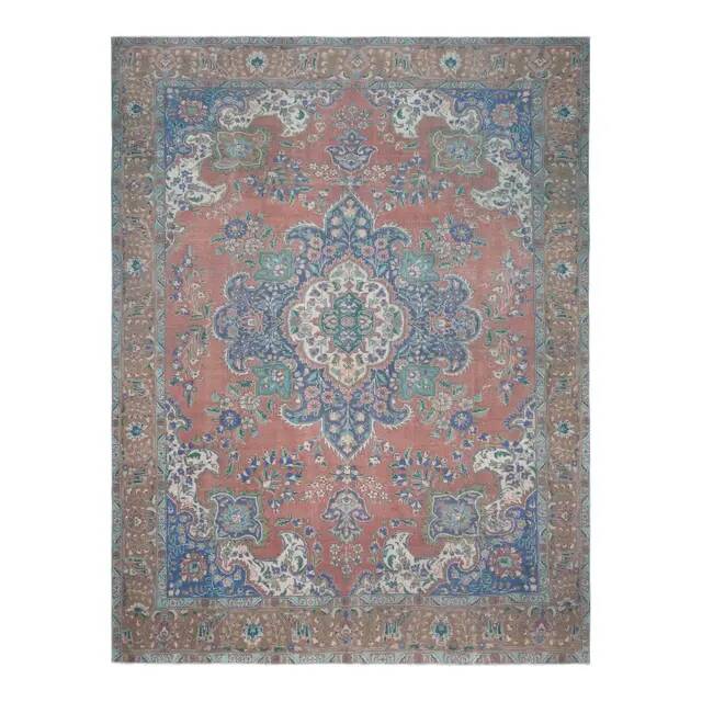 1970s Vintage Persian Handmade Wool Orange Oversized Rug  292x372
