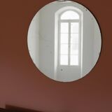 Large vintage chiseled round mirror