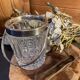 Crystal and silver-plated metal ice bucket + wine tableware tongs