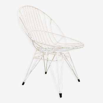 Chaise en fil de fer vintage au design hollandais