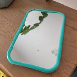 Small turquoise barber mirror