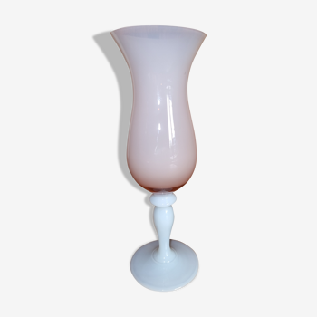 Vase vintage en opaline rose 22 cm