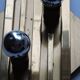 Pair of vintage geometric brass wall lamps
