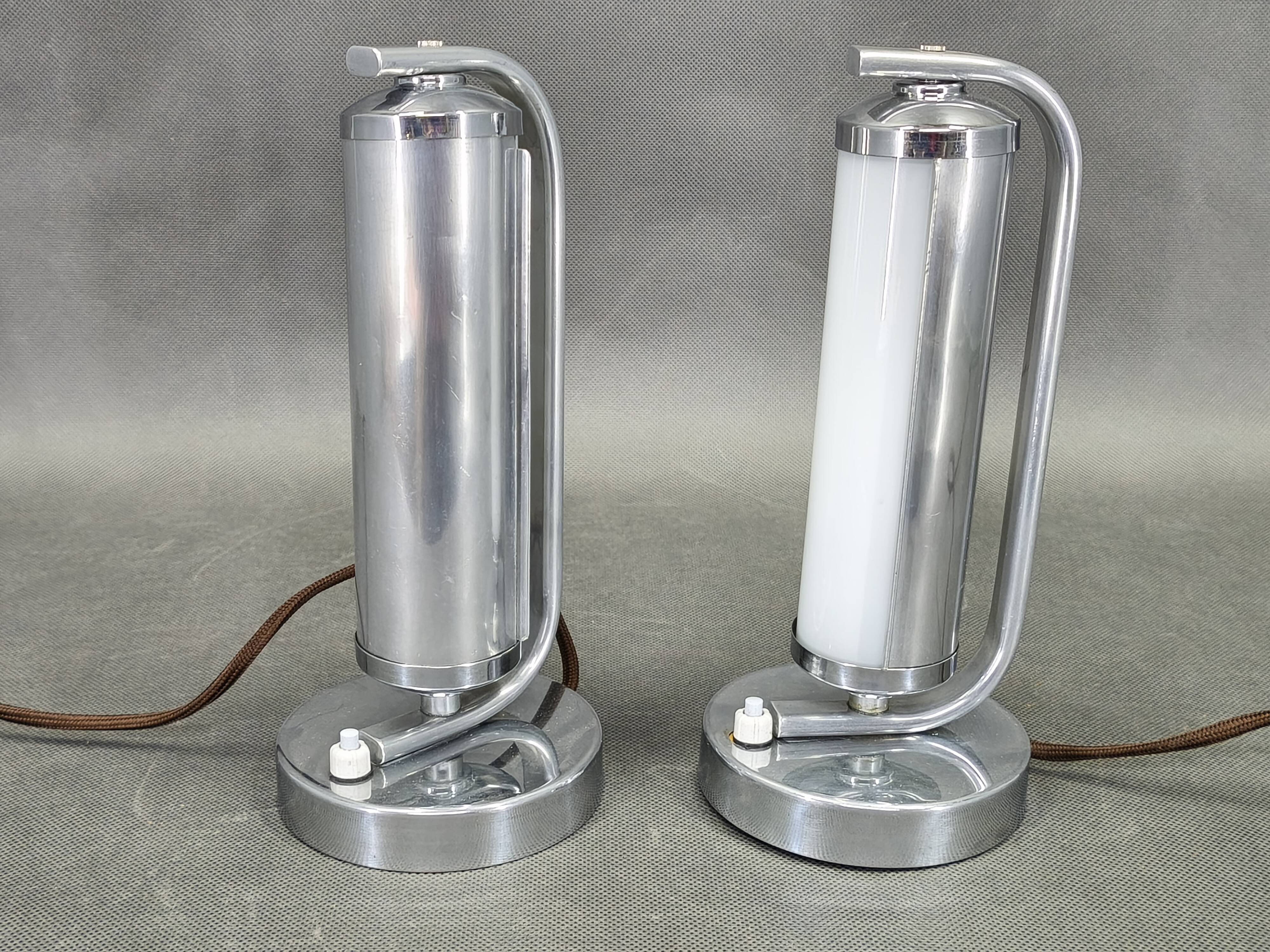 Pair of Art Deco Bedside Lamps, Czechoslovakia, 1930s